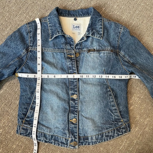 Y2K Vintage Lee Jean Jacket Lined Button Front Size Large - Picture 2 of 7